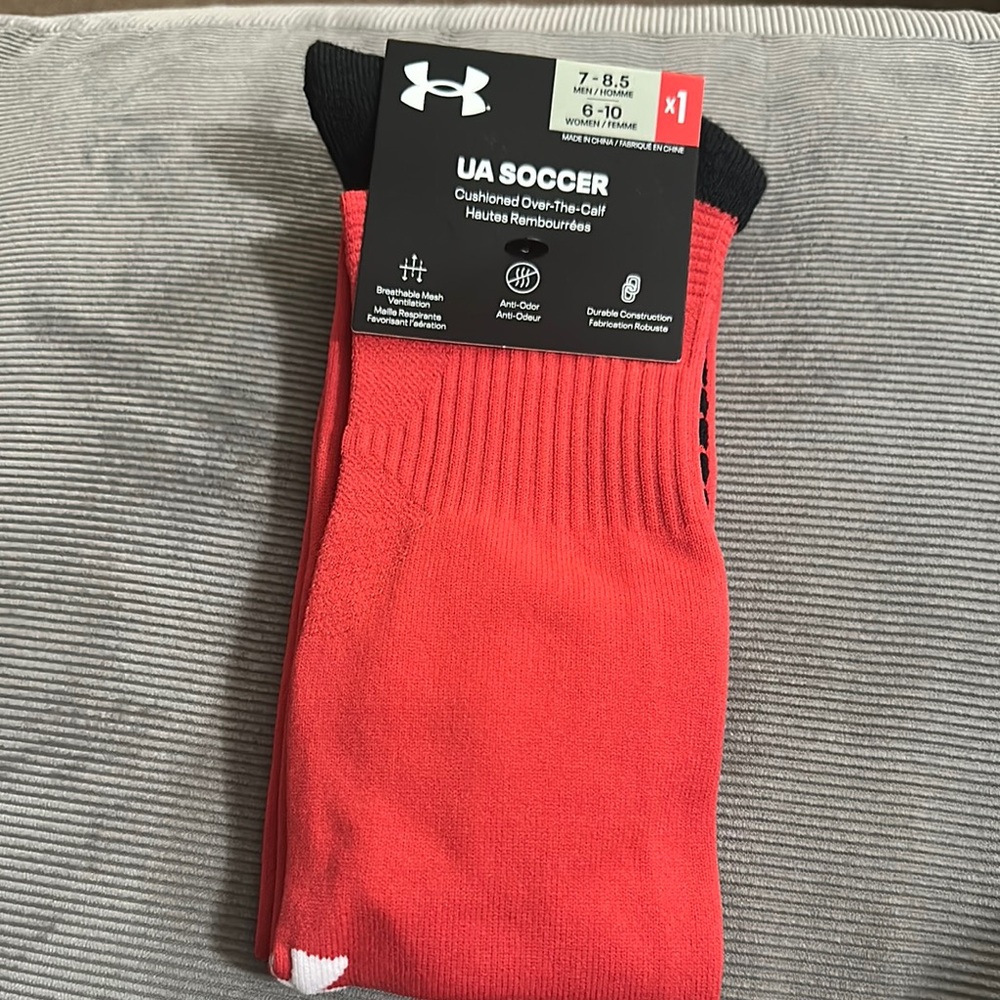 Under Armour Red and Black Soccer Socks